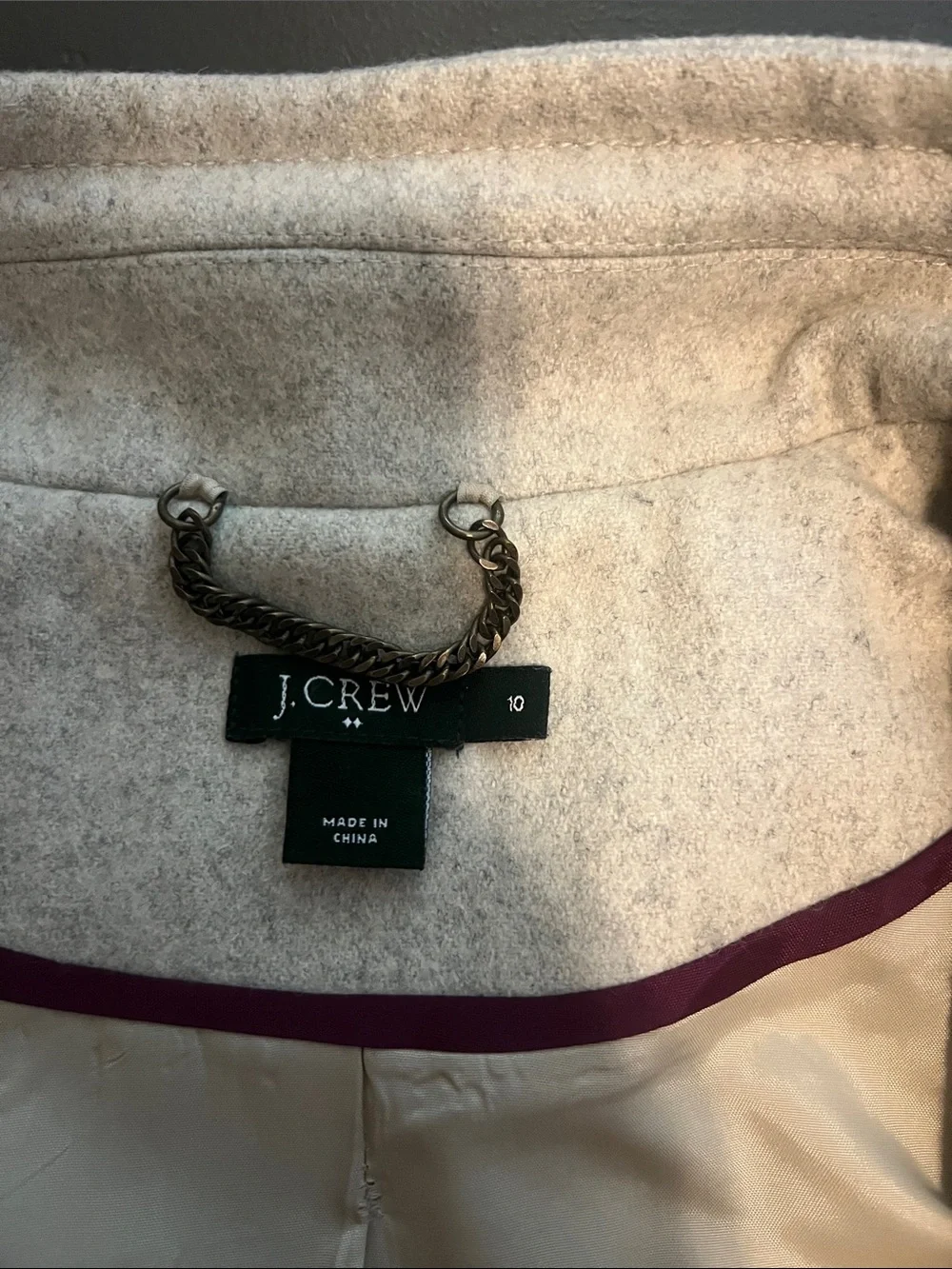 J. Crew Cream Lady Day Wool-Blend Pea Coat with Stand Collar - Picture 2 of 5